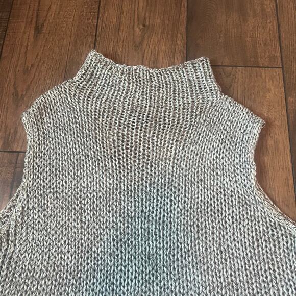 Eileen Fisher Open Knit 100% Linen Sweater Mock Neck Sleeveless Tunic Top 3X - Picture 3 of 10